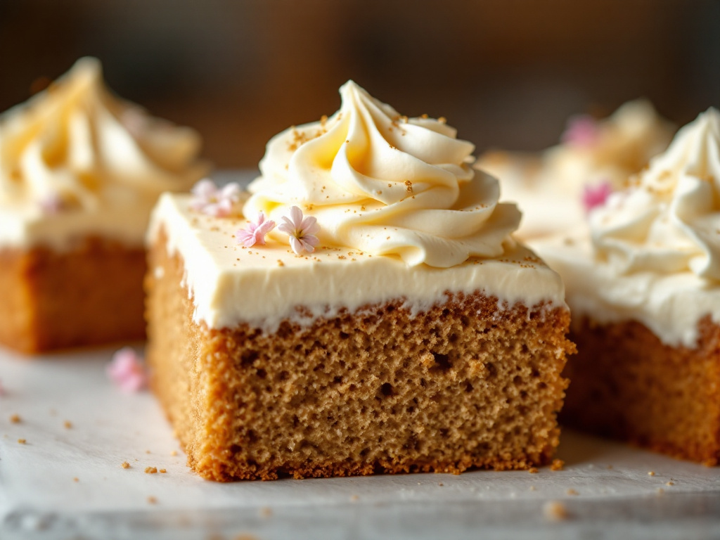 Three separate photos showcasing different frosting options: vanilla buttercream, cream cheese frosting, and whipped cream frosting, each beautifully spread on a cake slice.