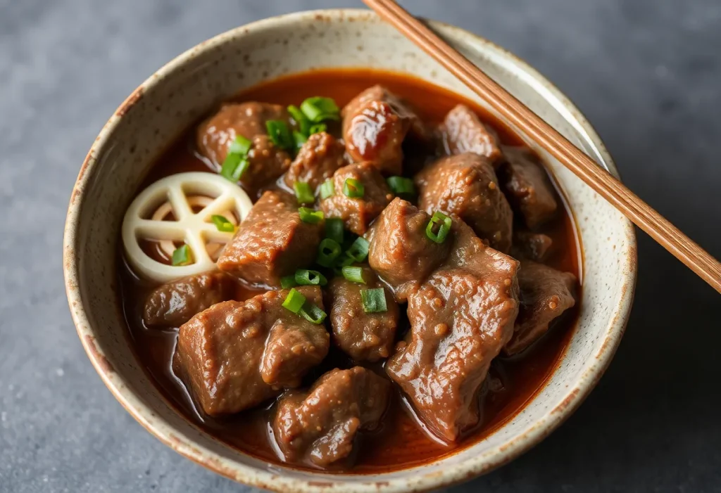 Delicious beef pares in a bowl