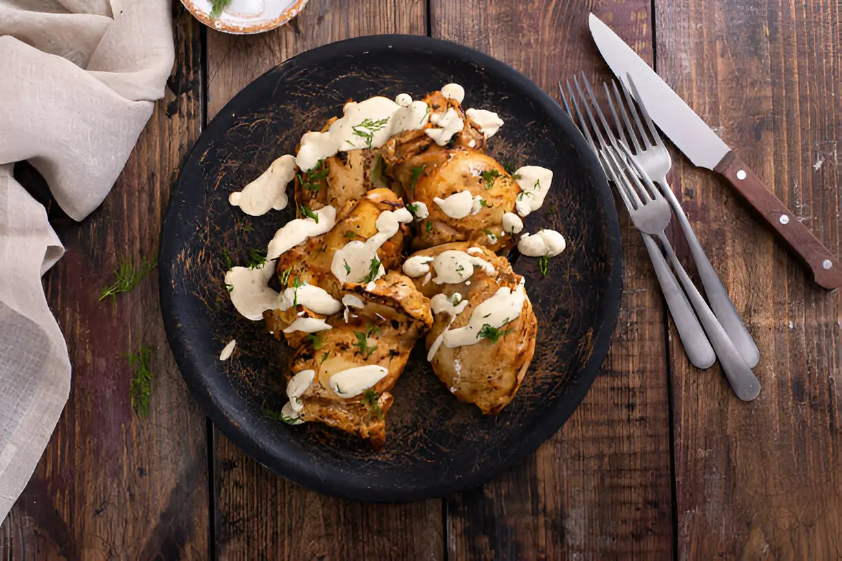 Grilled Boneless Chicken Thigh with Creamy Sauce