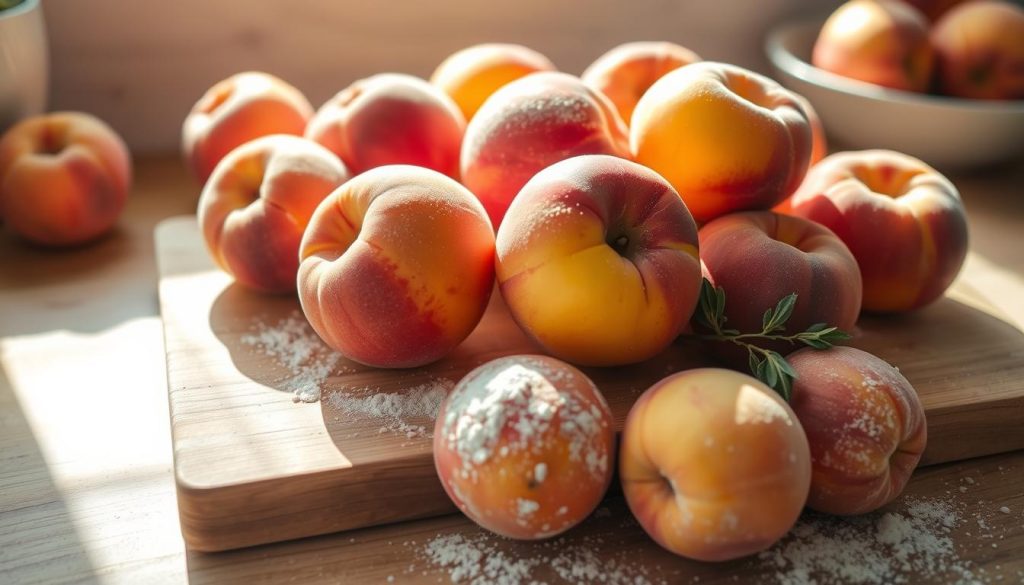 fresh peaches for peach crumble recipe