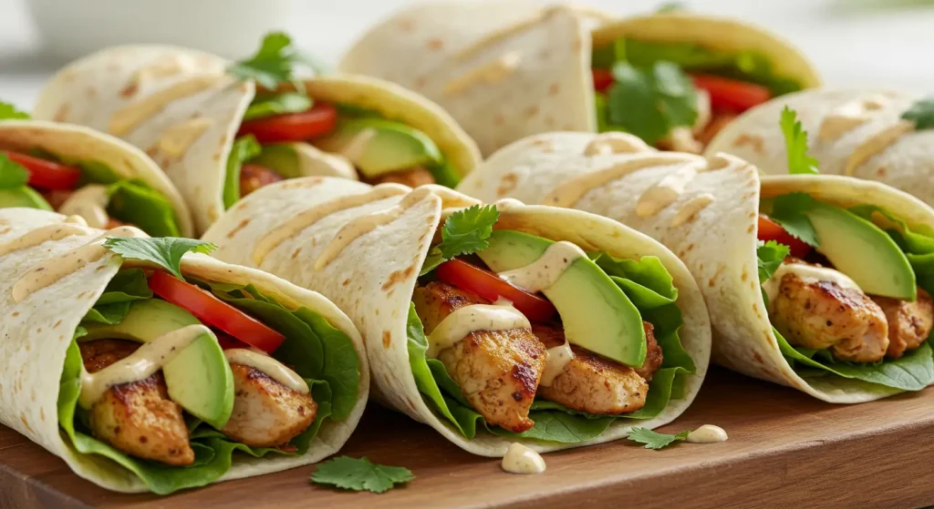 Chicken and Avocado Wraps serving