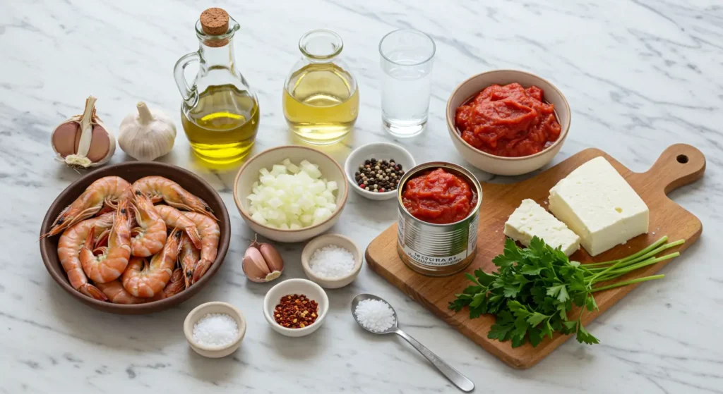 Shrimp Saganaki recipe ingredients