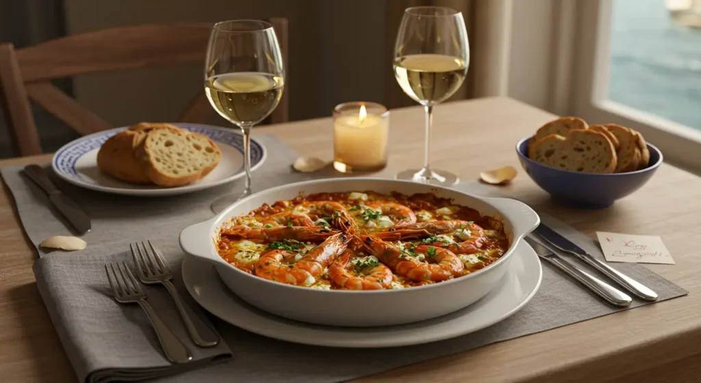 Shrimp Saganaki serving