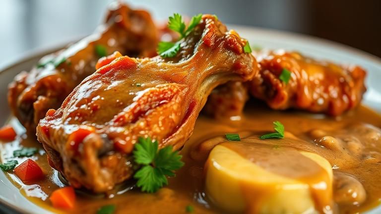 turkey wings and gravy dish