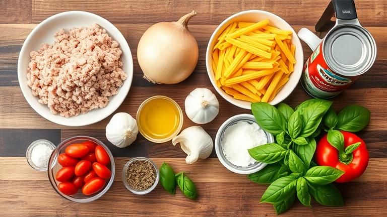 Ground Turkey Pasta ingredients
