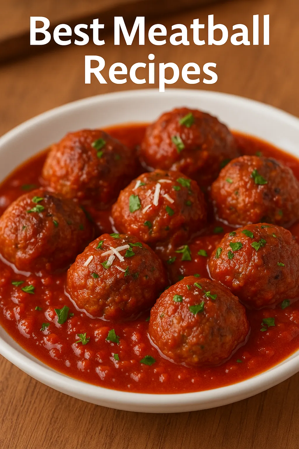 Juicy homemade meatballs in rich marinara sauce, garnished with parsley and Parmesan – perfect meatball recipe image